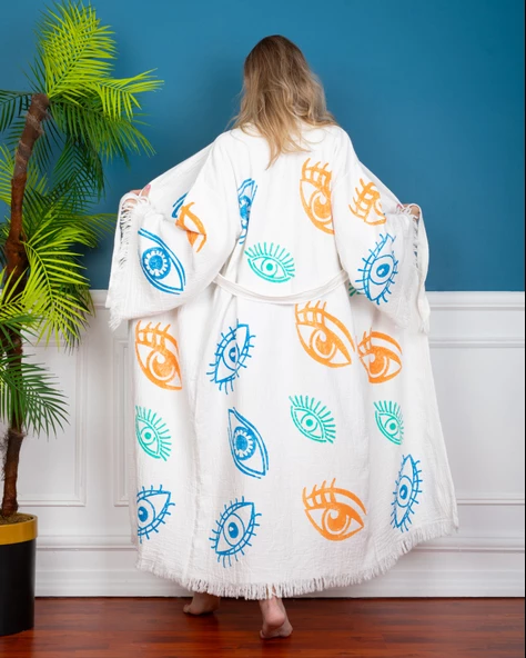Bornoz ,Plaj Kıyafeti,Kimono , Kaftan ,Sabahlık &   Büyük Renkli Gözler - 6