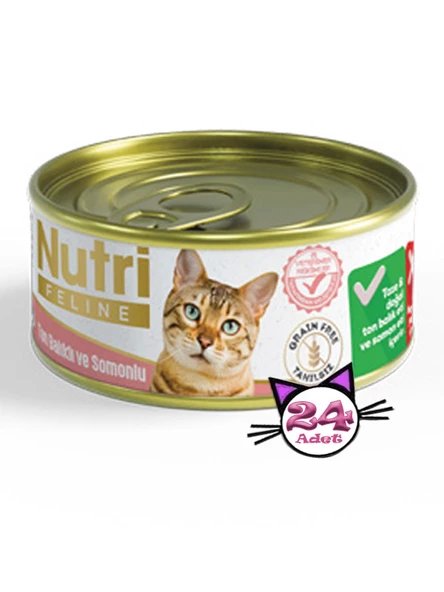 Nutri Feline 85Gr Ton Balıklı Somonlu Tahılsız 24Adet Yaş Kedi Maması