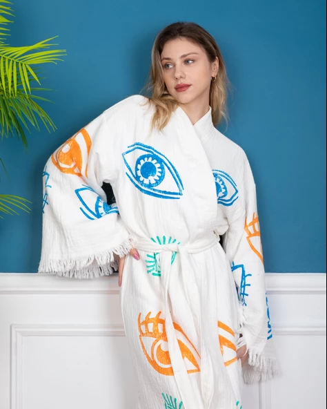 Bornoz ,Plaj Kıyafeti,Kimono , Kaftan ,Sabahlık &   Büyük Renkli Gözler - 3