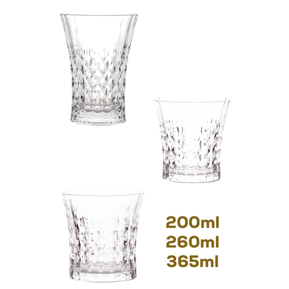 Porsima 234 12'li Cam Bardak Seti - Su, Kahve, Meşrubat Bardağı - Su, Bardak Takımı 200ml - 260ml - 365ml - 6