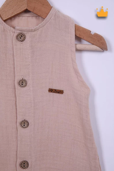 Begi %100 Pamuk Müslin Kız Erkek Bebek Geniş Askılı Çıtçıtlı Tulum 22405 - 9