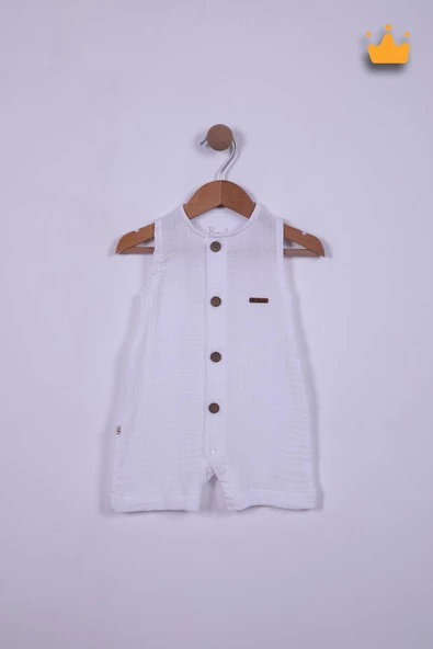 Begi %100 Pamuk Müslin Kız Erkek Bebek Geniş Askılı Çıtçıtlı Tulum 22405 - 2