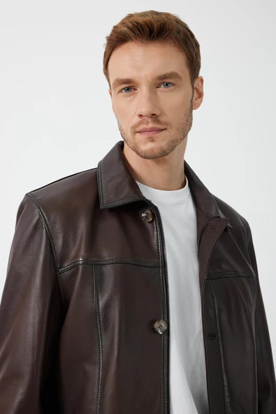 Advent Kahverengi Erkek Deri Mont - 5