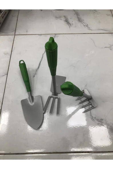 Kupa 3'lü Bahçe Seti Tırmık Çapa Kürek Mini Bahçe Seti - 2