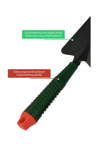 Taşmatik Hobi Bahçe Seti 3 Lü Bitki Çiçek Bakım Seti El Aletleri Seti Tırmık Kürek Çapa Set - 2