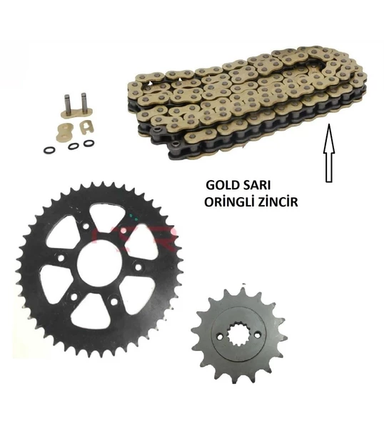 Ktm Duke 390 Zincir Dişli Seti Oringli Gold Sarı Zincir 2013-2020 Uyumlu -Arasmoto