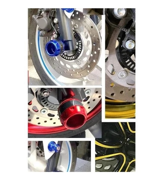 Motosiklet ,Scooter Ön Teker Koruma Takozu Karbon Detaylı Lacivert Renk 16 MM Millere Uygun-Arasmoto - 4