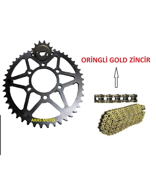Hyosung Gv 250 Zincir Dişli Seti A Kalite Oringli Gold Sarı Zincirli 2004-2015 -Arasmoto