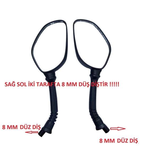 Honda Activa 125 S - Spacy 110-Spontini 110 Uyumlu Geniş Görüşlü Ayna Takım 8 Mm Düz Diş -Arasmoto ürün görseli 1