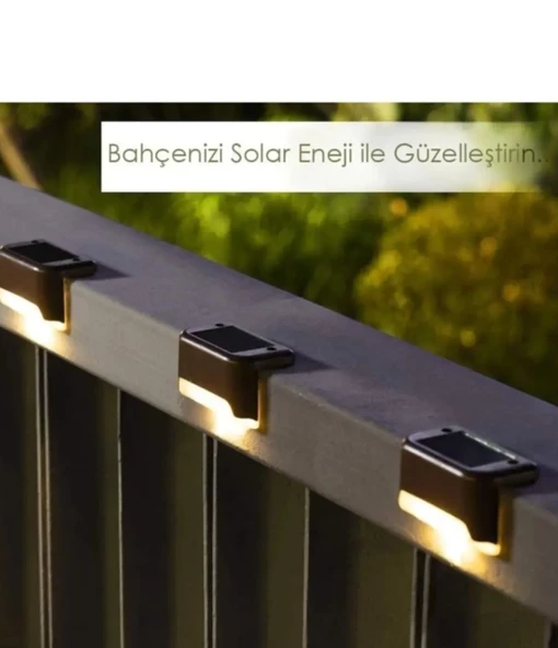 4 Adet L Solar Led Güneş Enerjili Su Geçirmez Köşebent Led Işık Merdiven Veranda - 3