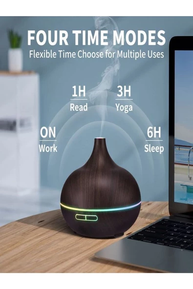 ULTRATEKNO Uzaktan Kumandalı 550ml Aroma Difüzörü Ultrasonik Hava Nemlendirici Buhar Makinesi Rgb 7 Renk Led - 6
