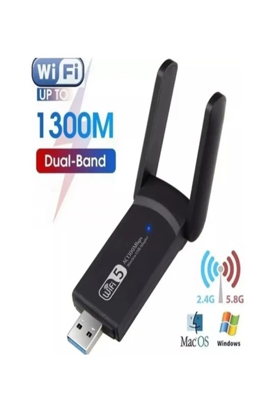 ULTRATEKNO Dual Band Usb 3.0 Adaptör Kablosuz Wifi Alıcı AC1300 Mbps - Güncel Sürüm - 8
