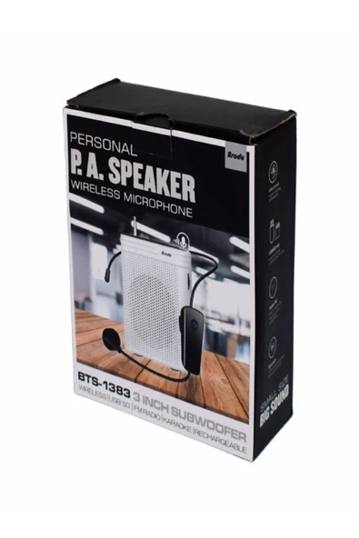 ULTRATEKNO Kablosuz Mikrofonlu Rehber Amfisi 3" Subwoofer Hoparlör Bluetooth Fm Usb Tf Kart Destekli Hoparlör