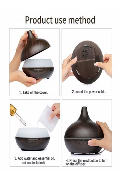 ULTRATEKNO Uzaktan Kumandalı 550ml Aroma Difüzörü Ultrasonik Hava Nemlendirici Buhar Makinesi Rgb 7 Renk Led - 5