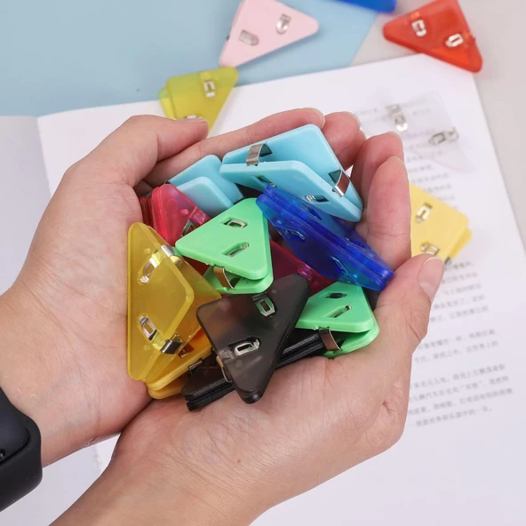 10 Adet Üçgen Plastik Dikiş Nakış Kumaş Kağıt Sıkıştırma Mandalı - Çok Amaçlı Kullanım - 5