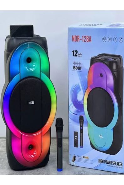 ULTRATEKNO NDR-128A Full RGB Panel 12 inç 40 WATT Taşınabilir Büyük Boy Bluetooth Mikrofonlu Hoparlör - 6