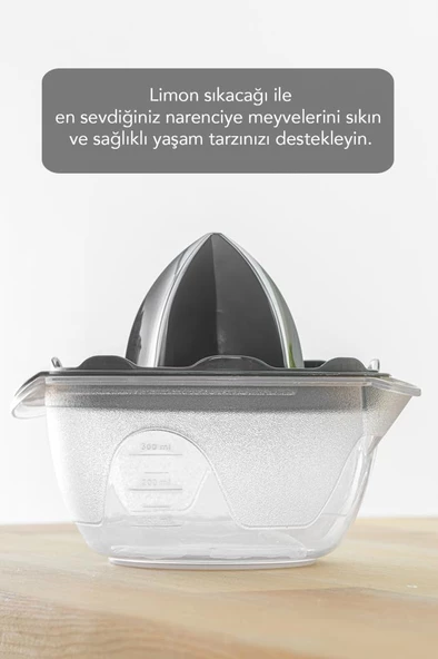 Plastik Hazneli Limon Portakal Narenciye Sıkacağı Gri - 4