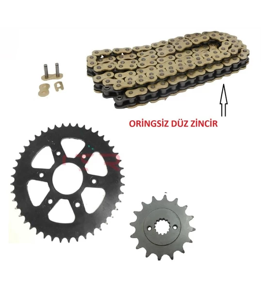 Bajaj Dominar 250 ,D250 Zincir Dişli Seti Oringsiz Düz Zincirli- Arasmoto ürün görseli 1