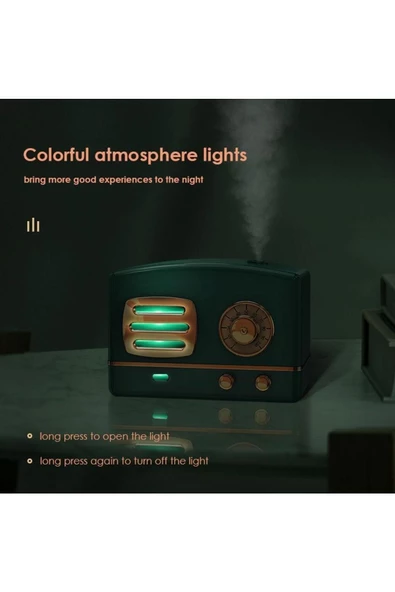 ULTRATEKNO 200ml Radyo Görünümlü Mini Hava Nemlendirici Buhar Makinesi Ve Aroma Difüzörü Retro Humidifier - 3