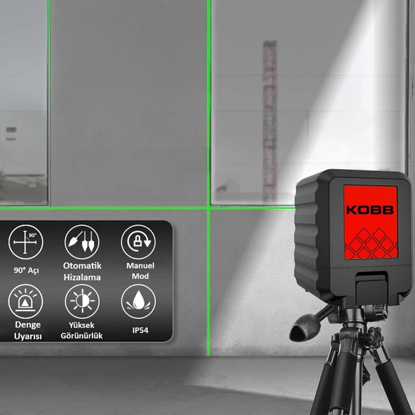 Kobb Kbl90g 30 Metre Profesyonel Yatay Ve Dikey Otomatik Hizalamalı Yeşil Çapraz Çizgi Lazer Distomat - Resim 8