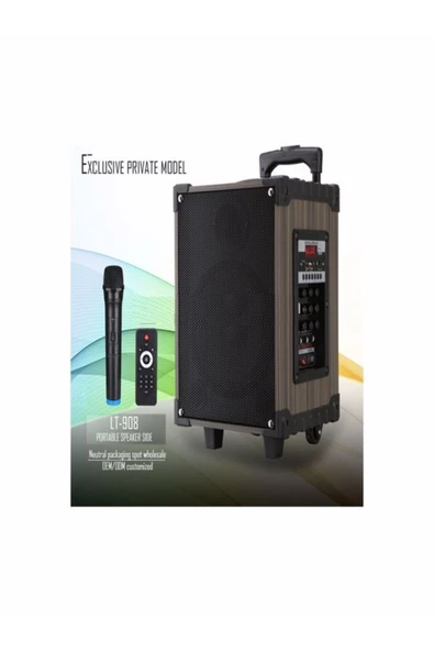ULTRATEKNO LT-908 Süper Bass Şarjlı Mikrofonlu Hoparlör Karaoke Sistemi 80 Watt Taşınabilir Parti Box - 2