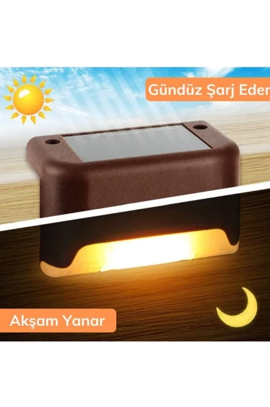 4 Adet L Solar Led Güneş Enerjili Su Geçirmez Köşebent Led Işık Merdiven Veranda - 4