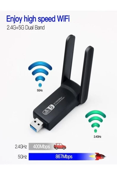 ULTRATEKNO Dual Band Usb 3.0 Adaptör Kablosuz Wifi Alıcı AC1300 Mbps - Güncel Sürüm - 3