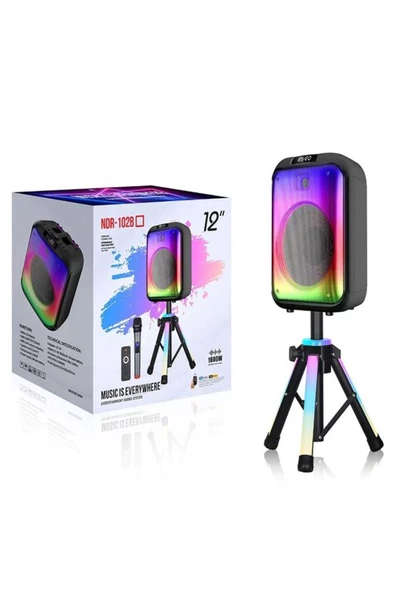 ULTRATEKNO NDR-102B Full RGB Işıklı Sahne Ayaklı 12 inç 40 WATT Taşınabilir Kablosuz Mikrofonlu Ses Sistemi - 2