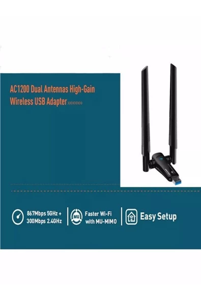 ULTRATEKNO Yeni Versiyon Ac1200 Dual Band 2.4g & 5g Destekli Wi-fi Adaptörü Usb 3.0 Kablosuz Wireless Adaptör - 4