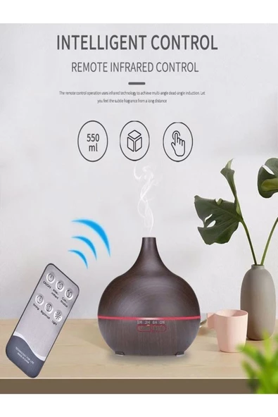 ULTRATEKNO Uzaktan Kumandalı 550ml Aroma Difüzörü Ultrasonik Hava Nemlendirici Buhar Makinesi Rgb 7 Renk Led - 4