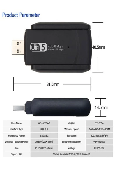 ULTRATEKNO Dual Band Usb 3.0 Adaptör Kablosuz Wifi Alıcı AC1300 Mbps - Güncel Sürüm - 4