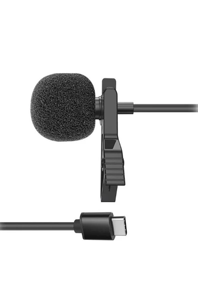 BAYINDIRELEKTRONİK Cep Telefonu Mini Klipsli Mikrofon Type-c Uyumlu Kablo Uçlu Yaka Mikrofonu Lavalier - 3