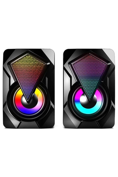 ULTRATEKNO Rgb Işıklı 1 1 Kablolu Bilgisayar Pc Notebook Hoparlör Gaming Speaker - 2