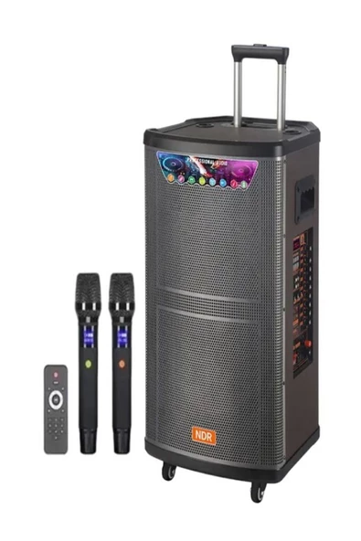 ULTRATEKNO NDR-515 15" 100 Watt Taşınabilir Karaoke Ses Sistemi Bluetooth Hoparlör + Kumanda + Çift Mikrofon