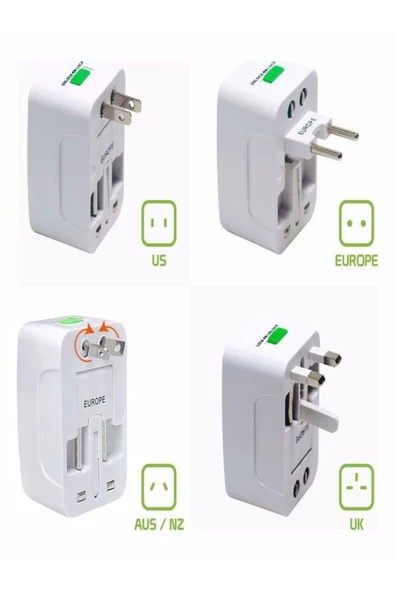 ULTRATEKNO Üniversal Priz Dönüştürücü Hepsi Bir Arada Evrensel Dünya Çapında Uluslararası Seyahat Fişi - 3