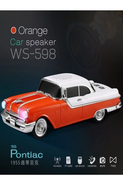 ULTRATEKNO Nostaljik Pontiac Araba 1955 Model Bluetooth Hoparlör Fm Radyo USB Tf Aux Destekli Speaker - 2