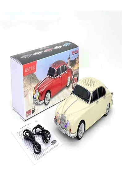 ULTRATEKNO WS-596BT 1967 Model Jaguar Mark 2 10W Bluetooth Hoparlör Fm Radyo USB Tf Aux Destekli Speaker - 2