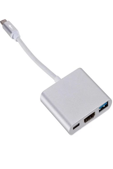 BAYINDIRELEKTRONİK 3in1 Type-C To HDMI Hub Port Adaptör Pd USB 3.0 4K HDMI Çoklayıcı Çevirici Dönüştürücü - 4