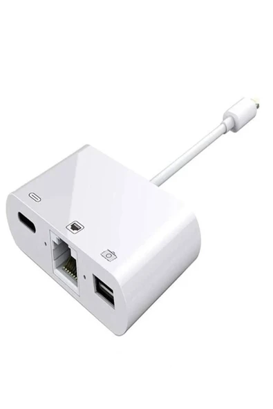 ULTRATEKNO Iphone 7 8 X 11 11 Pro 12 13 13 14 Pro Max ve Ipad Uyumlu Usb Ethernet Lightning Şarj Adaptörü 3in1