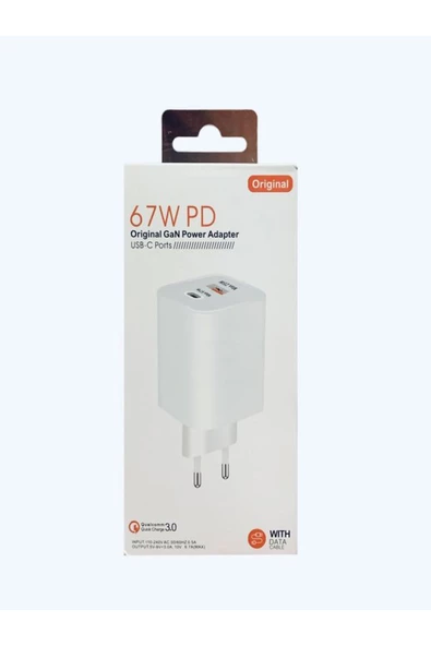 BAYINDIRELEKTRONİK 3.nesil 67W PD USB + USB C Çok Çıkışlı GaN Süper Hızlı Şarj Aleti Adaptörü