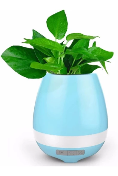 ULTRATEKNO Akıllı Saksı Bluetooth Hoparlör Dokunmatik Işıklı Gece Lambası Mp3 Çalar(MAVİ) - 2