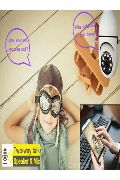 BAYINDIRELEKTRONİK 32 GB Hafızalı Wifi 360 Panoramik Ampul Kamera Güvenlik Kamerası Çift Wifi 360 Derece Gece Görüşlü - 5