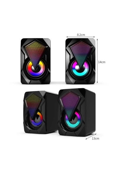 ULTRATEKNO Rgb Işıklı 1 1 Kablolu Bilgisayar Pc Notebook Hoparlör Gaming Speaker - 5