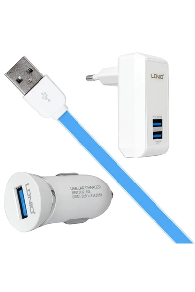 ULTRATEKNO Apple 3in1 Araç Şarjı + Duvar Şarjı + Iphone Şarj Kablosu - 2