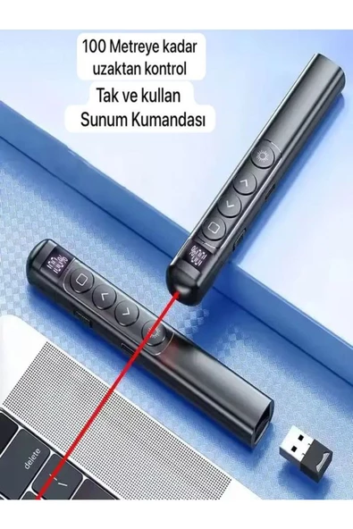 ULTRATEKNO S7 Dijital Ekranlı Şarjlı Lazer Sunum Kumandası Şarj Göstergeli Lazer Powerpoint Laser Pointer Slayt - 4