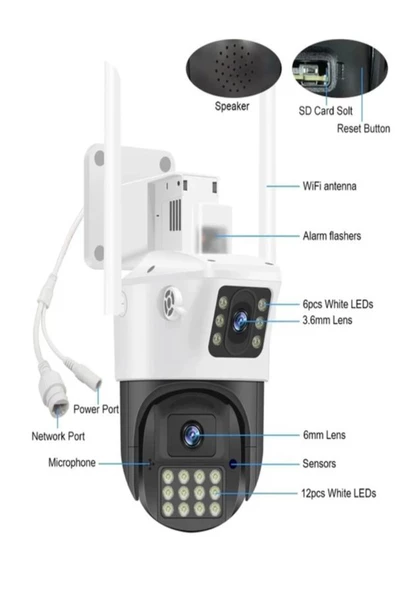 ULTRATEKNO Çiftli Kamera Dış Mekan Full Hd Wifi Kamera Su Geçirmez Hareket Sensörlü Gece Görüşlü Ip Kamera - 3