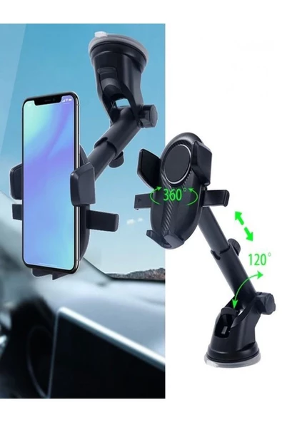 ULTRATEKNO Y03-g Premium Serisi Araç Içi Telefon Tutucu Vantuzlu Çift Yönlü Boy Ayarlı 4.5-7" - 4
