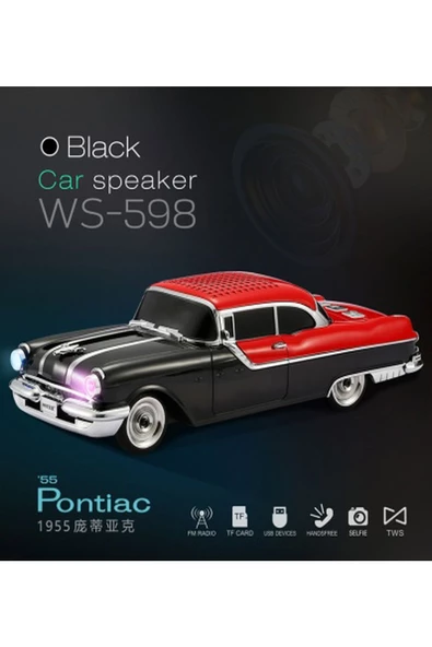 ULTRATEKNO Nostaljik Pontiac Araba 1955 Model Bluetooth Hoparlör Fm Radyo USB Tf Aux Destekli Speaker - 2