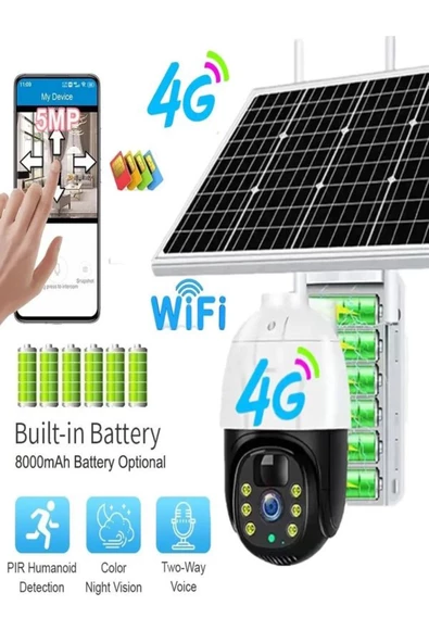 ULTRATEKNO CMR47 Güneş Panelli Sim Kart İle Çalışan 4G+ Wi-Fi 5MP Outdoor Dış Mekan Güvenlik Kamerası - 8