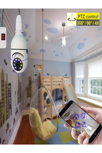 BAYINDIRELEKTRONİK 32 GB Hafızalı Wifi 360 Panoramik Ampul Kamera Güvenlik Kamerası Çift Wifi 360 Derece Gece Görüşlü - 3